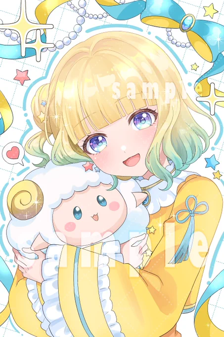 【お仕事】 星宮きらり様の一枚絵を描かせていただきました!羊のマスコットを抱きしめた、とっても可愛い一枚となっております よろしくお願いいたします #有償依頼
