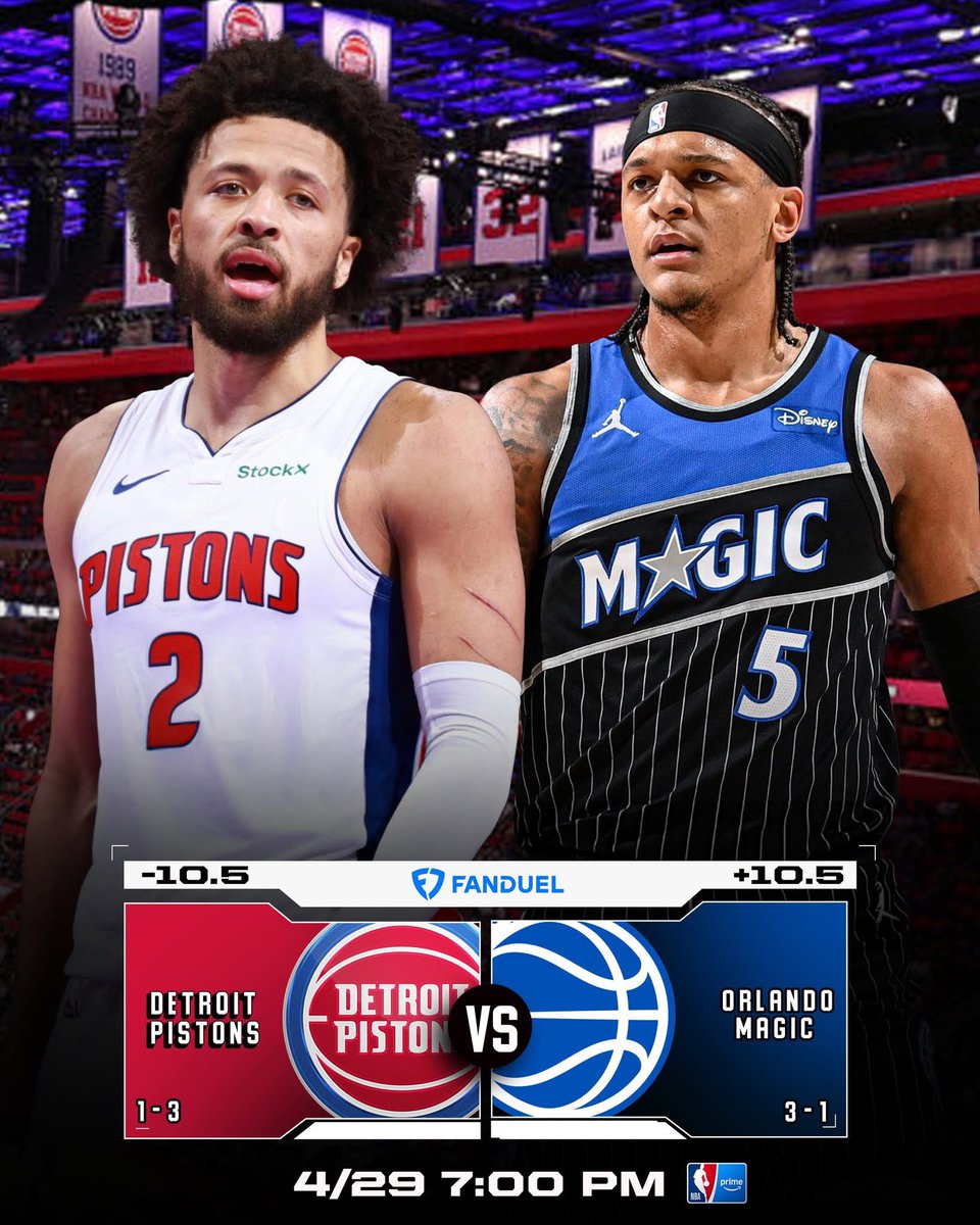 Game day 🏀
The game starts at 7:00 PM ⏰
Watch the game on Prime Video 📺
Listen to the game on WWJ 950 AM 📻