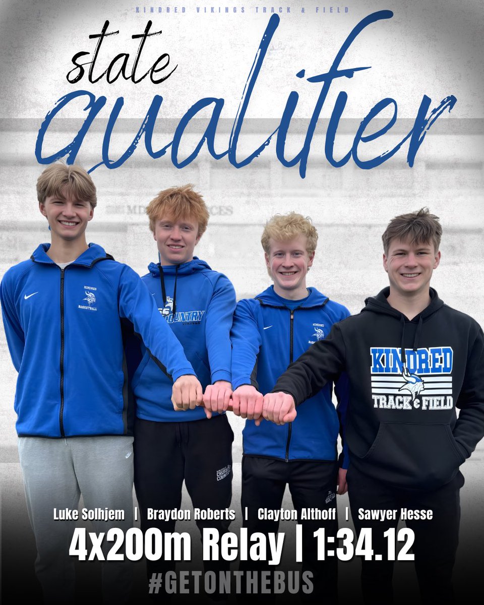 khstrackfield1's tweet image. 💥STATE QUALIFIER💥
🥈2nd PLACE 🥈

Yep, we switched up the 4x200m Relay again and still ran a SQ time! Great job guys! 🙌🏻

🏆 4x200m Relay
🥈 Luke, Braydon, Clayton, Sawyer
⏰ 1:34.12

#getonthebus