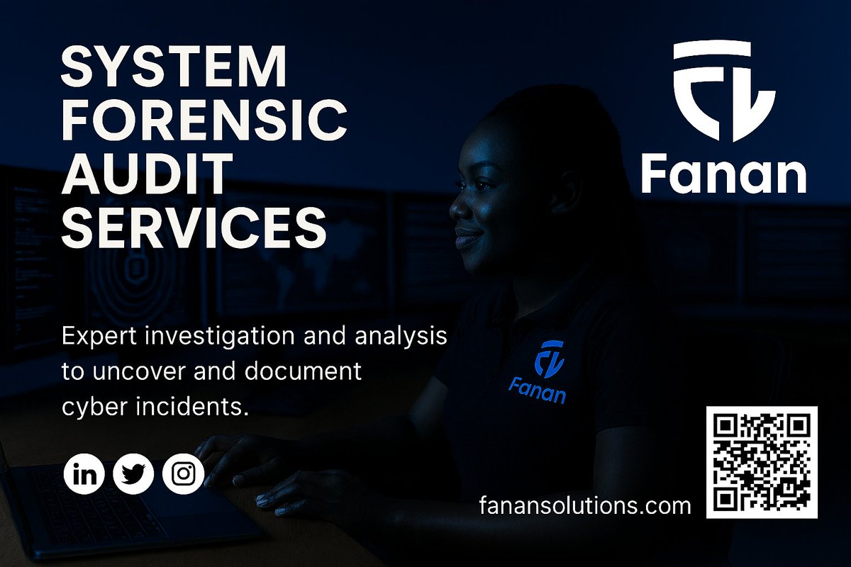 FananLimited's tweet photo. Cyber incidents demand facts, not assumptions.
At Fanan Limited, our System Forensic Audit Services provide expert investigation and in-depth analysis to uncover, preserve, and document digital evidence. We help organizations understand what happened, how it happened, and how to prevent it from happening again ensuring accountability, compliance, and resilience.
#SystemForensics #CyberForensics #DigitalInvestigations #CyberSecurity #IncidentResponse #FananLimited