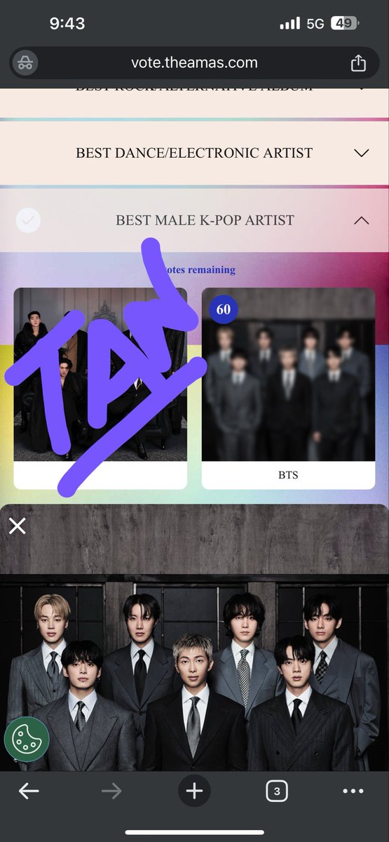 AMAs VOTING DYNAMIC DO NOT BREAK! 
–– show ss of your votes 
–– a photo of your bias 
— tag 7 oomfies

<a href="/Shibaluu/">iwillsellursoulhybe⊙⊝⊜</a> <a href="/taehyungvkiim/">rpwp⁷</a> <a href="/ShadowOf_rkive/">_rixxv⁷_</a> <a href="/Sugscoffee/">falakierang ★</a> <a href="/Vintercub_0222/">☆Vincy⁷☆ ARIRANG ENDED KPOP ❤️‍🔥</a> <a href="/myyouuseven/">Shukii⁷ ⋆⭒˚.⋆</a> <a href="/rajmachawalxx/">mehak⁷𖣂</a>