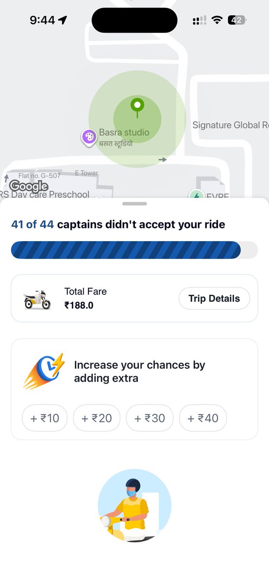 Ashutoshkt98's tweet photo. I’ve been trying to book a ride, but no captain is accepting. This is really frustrating and defeats the purpose of the service. Please fix this

Worst experience with Rapido😡😡

#Boycottrapido 

@rapidobikeapp https://t.co/nhbTpCZWnQ