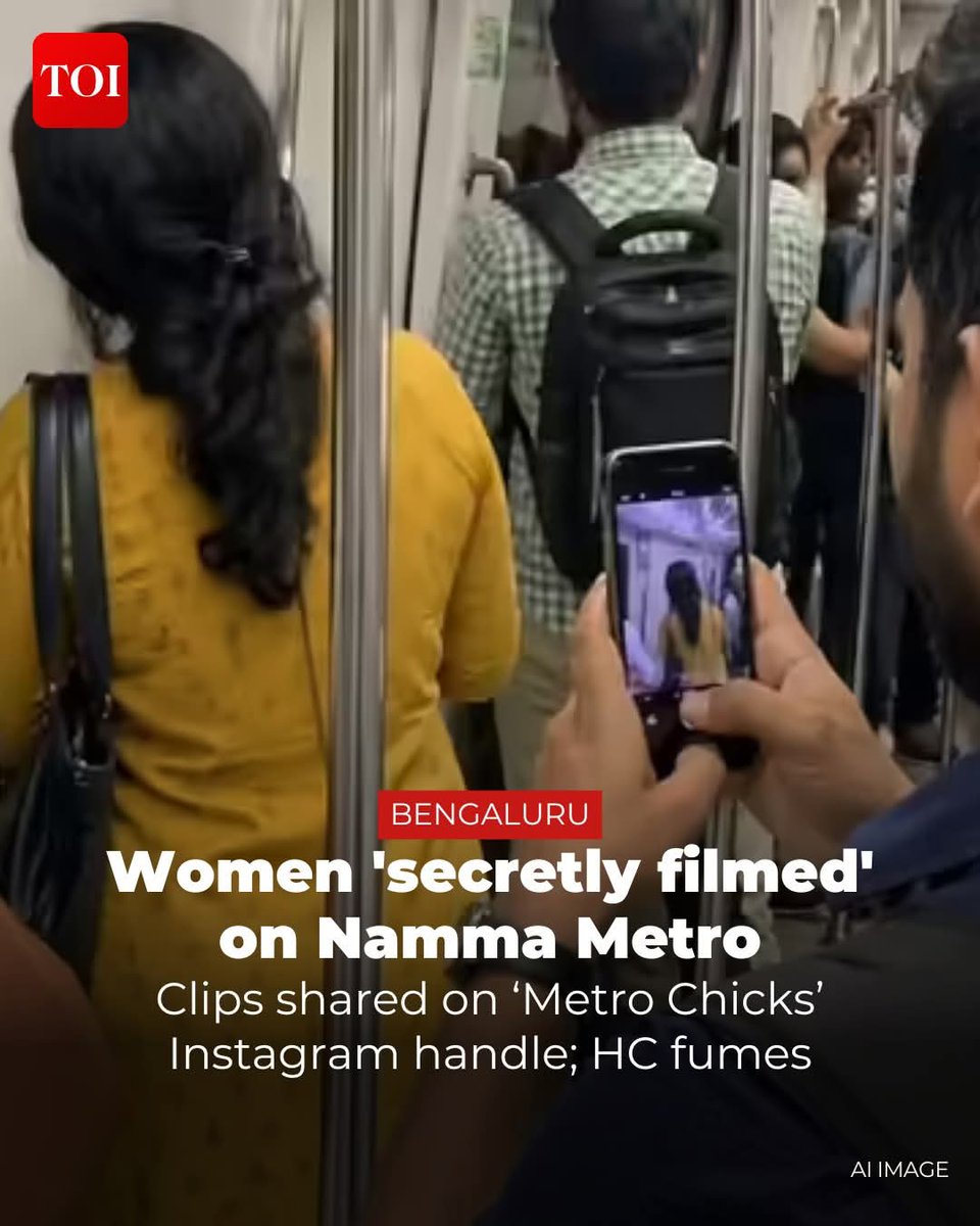 vijay707us's tweet image. "What kind of man are you? You won't leave women to be safe anywhere?" #Karnataka #highcourt said while coming down heavily on a #socialmedia #contentcreator accused of secretly filming women passengers on #NammaMetro #trains in the city. 📱 

Read here 🔗toi.in/2QQBjY