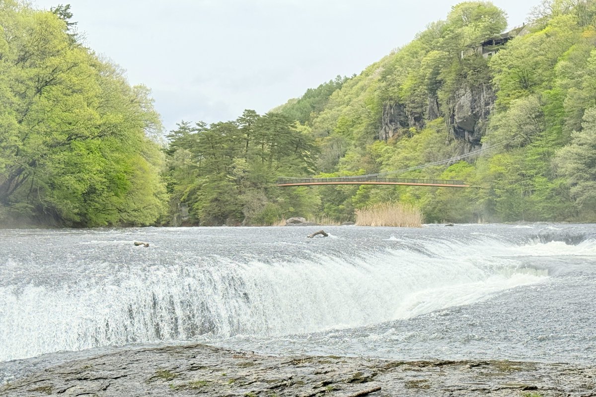 群馬県沼田市にある吹割の滝（ふきわれのたき）
東洋のナイアガラと言われているそうです。
雨の後で水量が多かったためか、音も流れもダイナミック！
『○○のナイアガラ』と称される滝を見たのは、愛知県新城市の長篠堰堤、大分県豊後大野市の原尻の滝に次いで3か所目。