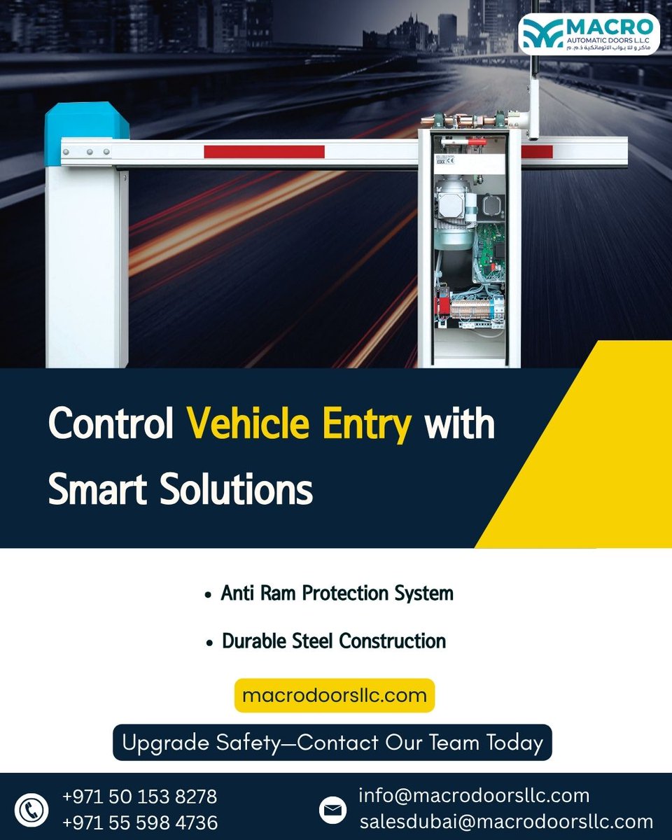 macrodoors's tweet image. Secure your premises with Macrodoors’ advanced vehicle access solutions. Our Anti Ram Protection System with durable steel construction ensures maximum safety and reliability.
macropdoorsllc.com

#Macrodoors #AccessControl #VehicleSecurity #PerimeterProtection #AntiRamSystem