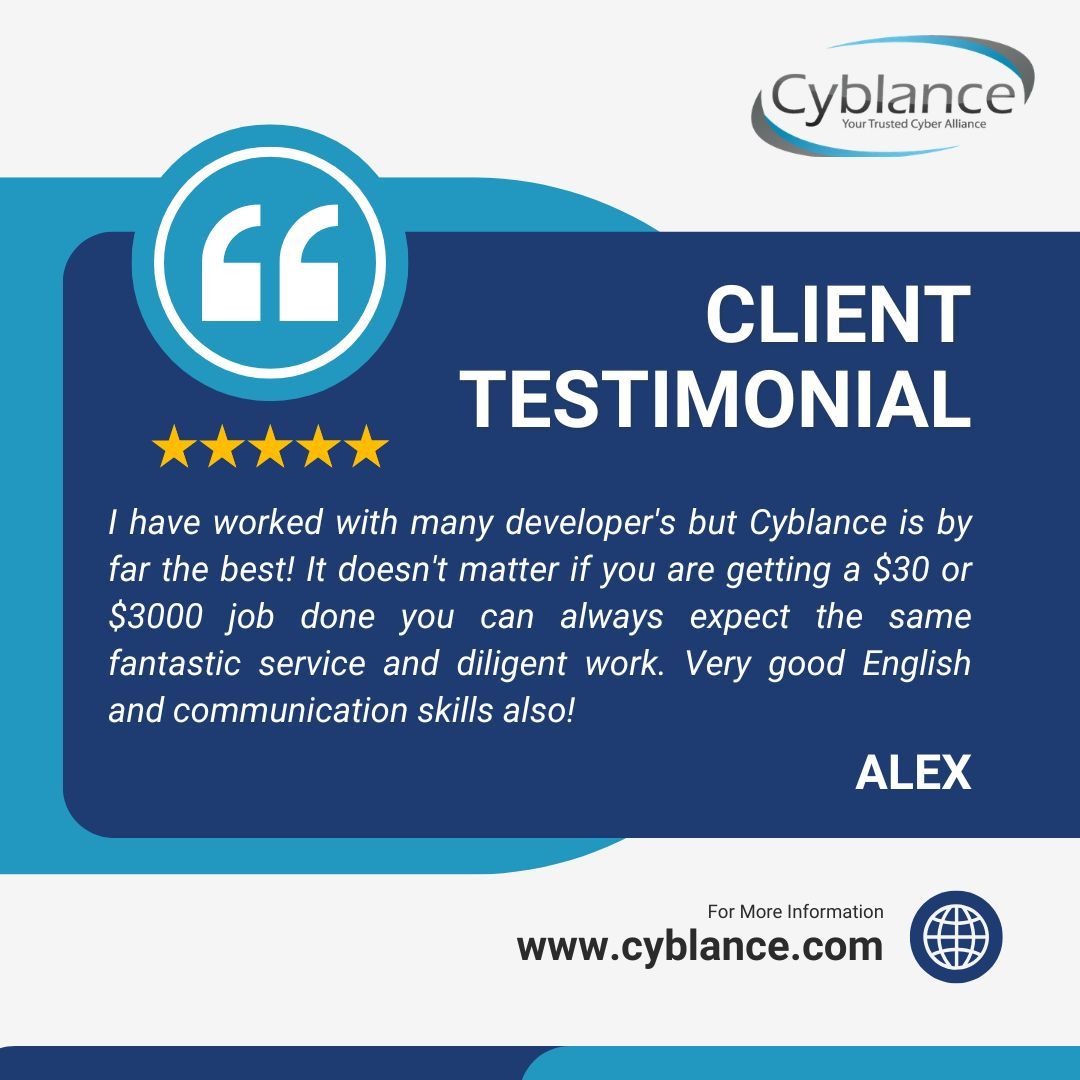 cyblance's tweet image. 💬 Real words, real results!
Hear what our clients have to say about working with us. 🎥✨ 

#testimonial #clientreviews #client satisfaction #Cyblance