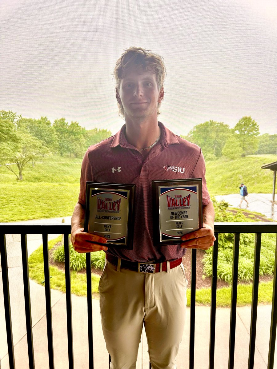 SIU_MGolf's tweet photo. Two top five finishes in the MVC Championship for the Salukis!!

More Honors: 

Anthony De Schutter: MVC Golfer of the year, All-Conference

Ben Keil: MVC Newcomer of the Year, All-Conference

Jaeseung Na: All-Conference https://t.co/fM4n6RV8q5