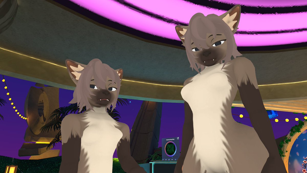 Schnapius's tweet image. Thought this screenshot I took in VRChat with a friend while testing my avatar was pretty cute, so I wanted to share it with you all :3 

#Vrchat #Vr #Furry