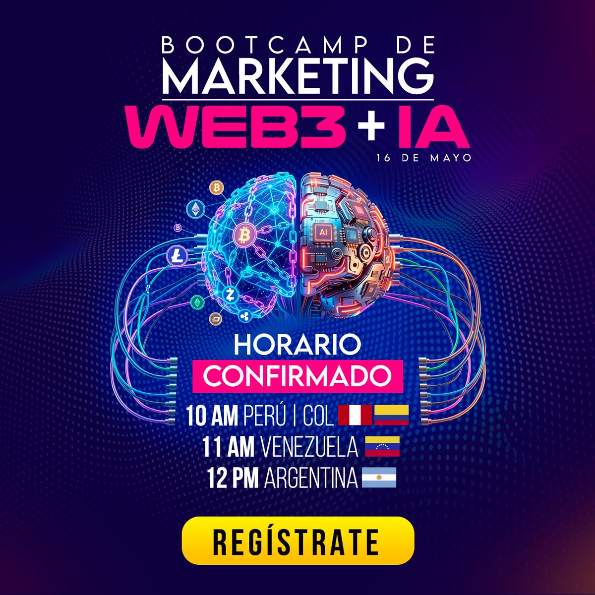 marketersweb3's tweet photo. 📅 Horario confirmado - Bootcamp Marketing Web3 + IA (GRATUITO) 📅

Nos vemos en vivo desde LATAM 👇

🕒 10:00 AM 🇵🇪🇨🇴 / GMT-5
🕒 11:00 AM  🇻🇪
🕒 12:00 PM 🇦🇷

👉 4 sesiones en vivo + 1 presentación final
⚠️ Cupos limitados

📩 Regístrate aquí: https://t.co/hao1ghqKHJ