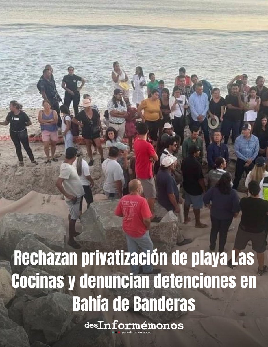 Desinformemonos's tweet image. #México ✊| Habitantes de Bahía de Banderas se movilizaron contra el proyecto turístico de Cantiles de Mita y denunciaron el intento de despojo y privatización de la playa Las Cocinas, donde maquinaria pesada interviene desde hace semanas la zona federal. buff.ly/leVrJOg
