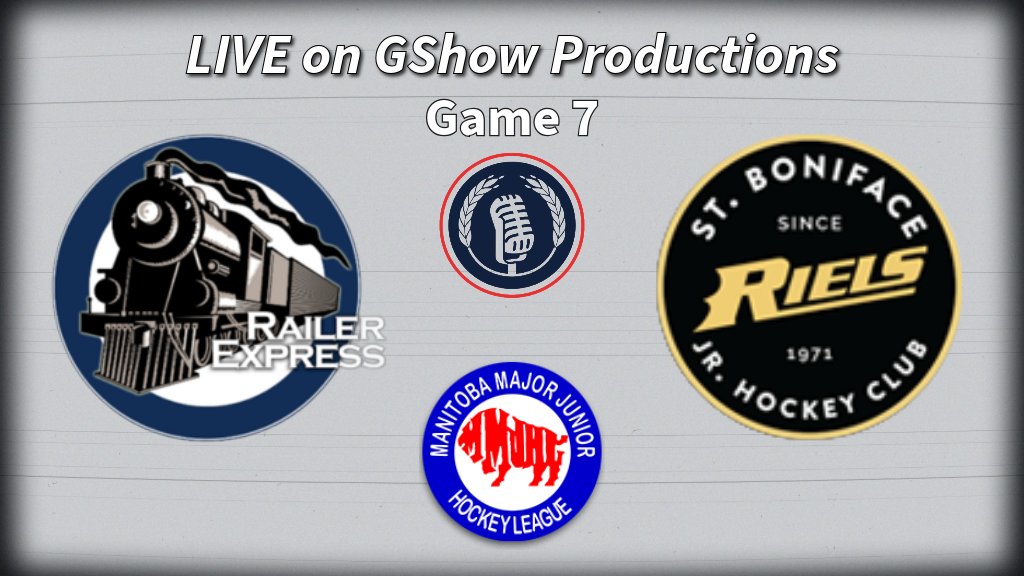 MMJHL's tweet photo. LIVE on GShow Productions 
#MMJHL Finals Game 7 
St. Boniface Riels 🆚 Transcona Railer Express 
https://t.co/nzeOGKuMaM https://t.co/ZK87JSYDtB