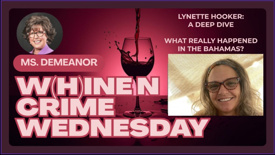 MsJanetDemeanor's tweet photo. 🐥🐥Heidi-ho, chickadees!!🐥🐥

Join me for W(h)ine N Crime Wednesday at 6pm central, where I'll be doing a deep dive into the disappearance of Lynette Hooker.  One minute she is on her boat in the Bahamas and the next, she's gone.  There's a LOT to talk about!

https://t.co/B7c8Rx2wyg