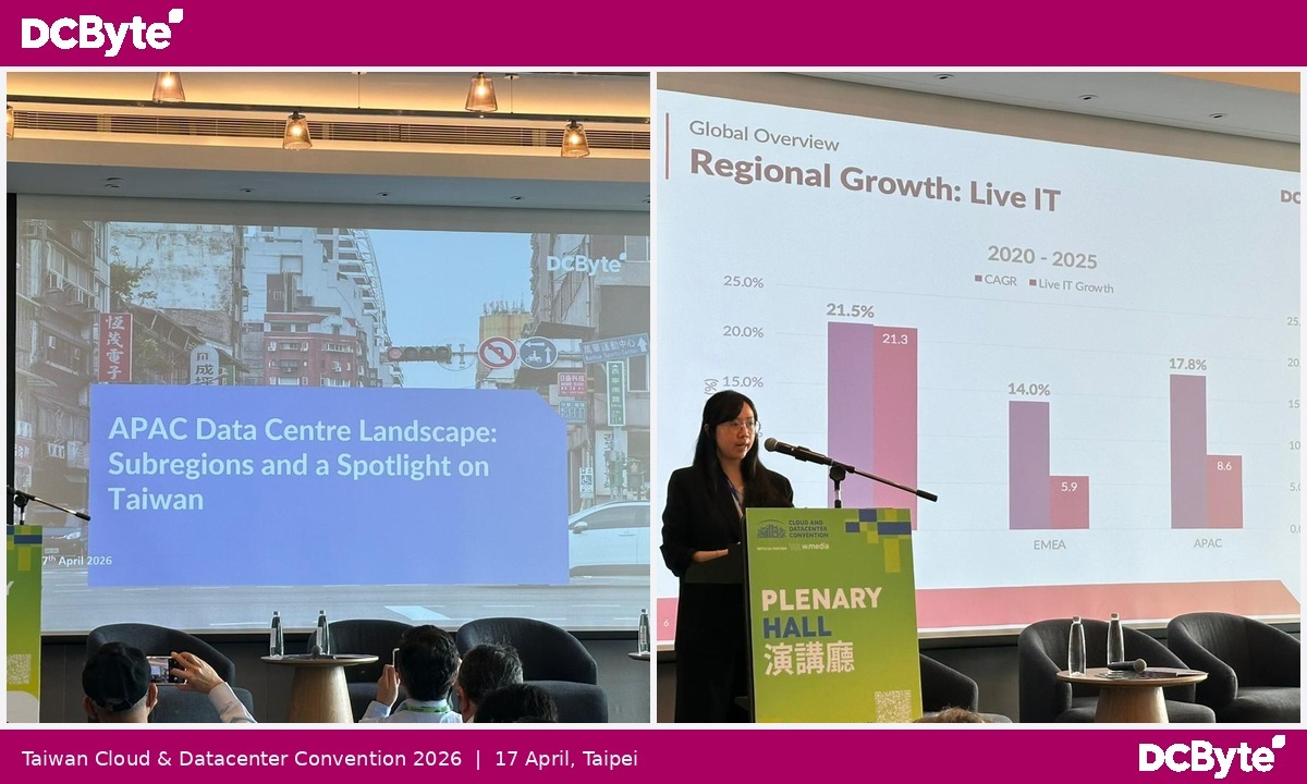 DC_Byte's tweet image. Jingwen Ong and Jason Zhou were at the Taiwan Cloud and Datacenter Convention 2026 last week in Taipei.

Jingwen presented on the APAC data centre landscape, covering APAC's spotlight on Taiwan. A market very much worth watching.

#DataCentre #Taiwan #APAC #DCByte