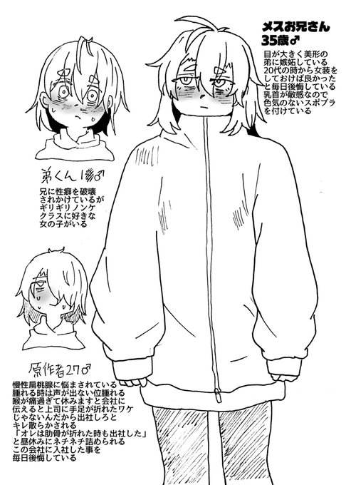 メスお兄さん35歳のエロ漫画のキャラ紹介です! 次回作はこのメスお兄さんが寝ている弟にえっちな事するエロ漫画 お楽しみに