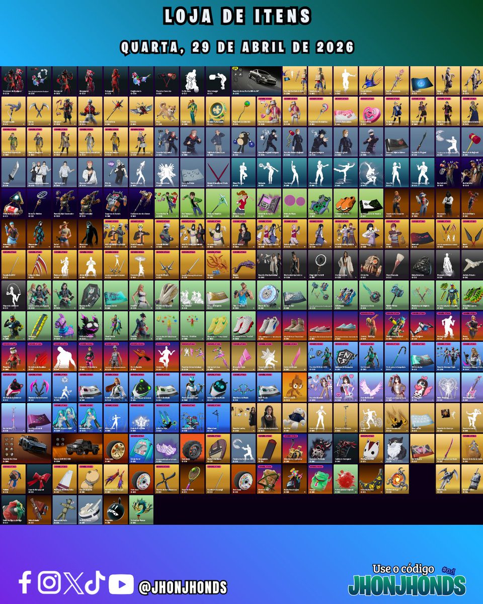 jhonjhonds's tweet image. LOJA DE ITENS - 29/ABRIL

🔗 Link da minha Loja de Itens da net: fortnite.com/item-shop?crea…

Considere usar código de apoiador JHONJHONDS #ad em suas compras Epic Games, obrigado!

#fortniteshop #fortnitebr