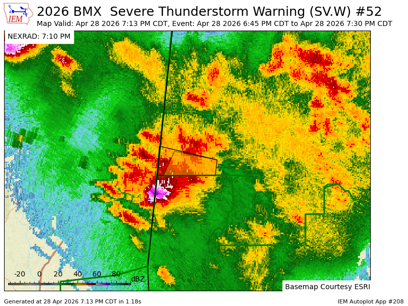 BMX continues Severe Thunderstorm Warning [wind: 60 MPH (RADAR ...