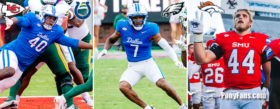 PonyFans's tweet photo. 3 more @SMUFB Mustangs get a shot at NFL with mini-camp invitations: @keveionta Spears (@Chiefs and @Colts), @_DeuceHarmon_ (@Eagles) and @StoneEby1 (@Broncos) https://t.co/g8Z0jkH2Uc