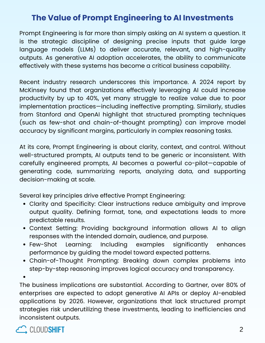 Cshift2019's tweet photo. AI isn’t the advantage—how you prompt it is.

Prompt Engineering transforms generic outputs into strategic insights.

Companies that master it will lead the AI-driven future.

#AI #PromptEngineering #GenerativeAI #Tech #Innovation #FutureOfWork https://t.co/7T37xIZCpb