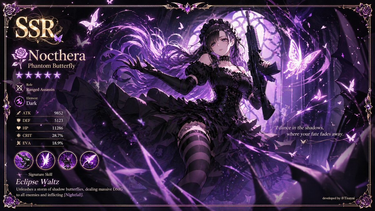 tisayai's tweet image. #gptimage2 #gothic 
Action SSR heroine

Prompt 👇