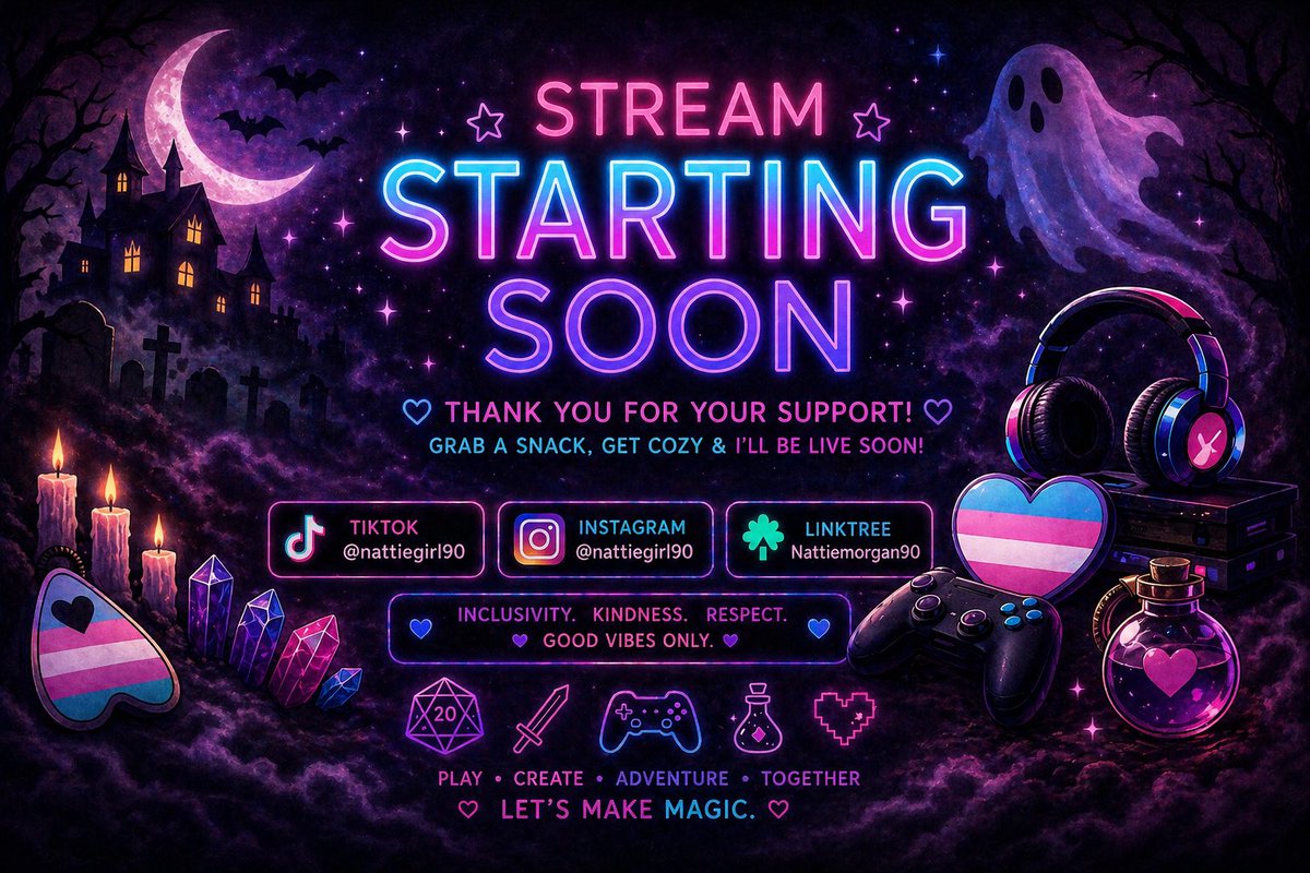 Nattiegirl90's tweet image. On the road to twitch affiliate of course we need a new starting soon scene 🥰 see ya there #twitch #gamergirl #gamer #gaymer #streamer #live