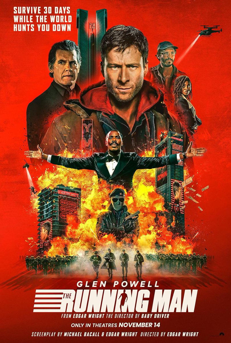 konnerdoucette's tweet photo. #JustWatched
The Running Man (2025)
dir. Edgar Wright

I enjoyed this film. I don't think that it's the strongest of wright's collection, but it's a decent action/adventure flick overall. 
I only wish there was only more Michael Cera... https://t.co/o2V9iLzLCj