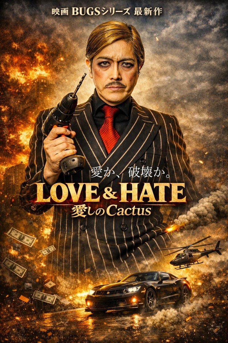 6月よりクランクイン決定‼️
映画BUGSシリーズ最新作スピンオフ作品🎬LOVE&amp;HATE 愛しのCactus
主演ROLLY
出演→猫ひろし、イリア（ジューシーフルーツ）、氏神一番、大仁田厚、あご勇、ジュン（じゅんとネネ）、GDXakaSHU 、KoREDS、Marble、北野ごぼう、GMU、ナミジン、鈴木千夏、松崎リリ他多数出演‼️