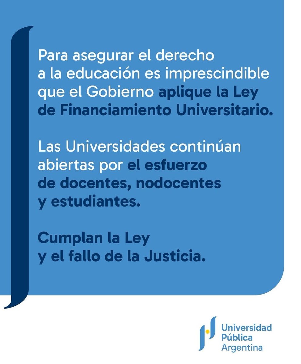 📣Las LEYES SE CUMPLEN.
➡️El Poder Judicial NO está por encima del Poder Legislativo. 
✔️El 12 de Mayo MARCHAMOS. 
▪️Universidad Pública,  Libre y de Calidad!