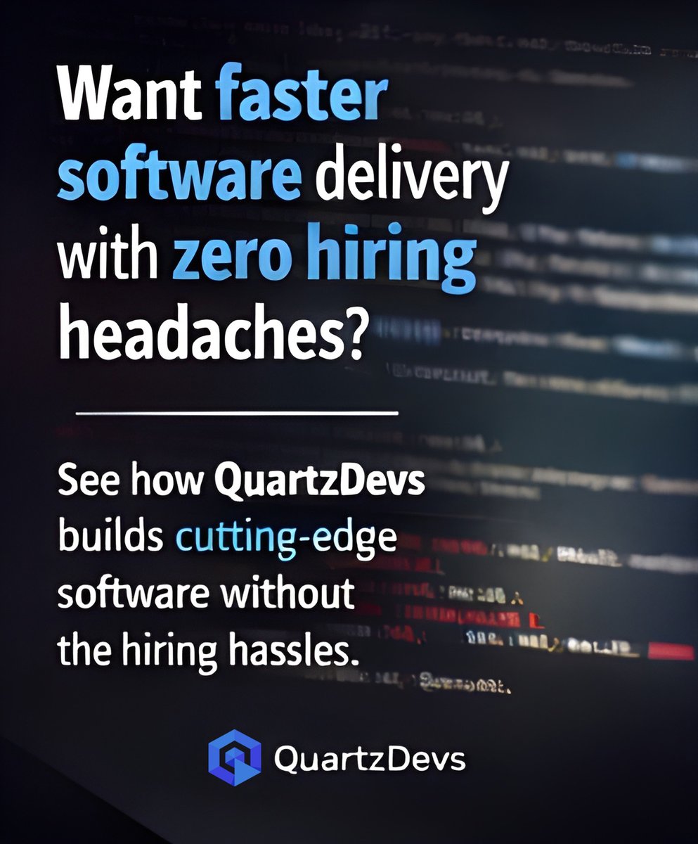 QuartzDevs's tweet image. #SaaS #Growth #Corporate #Enterprise #Software #WebDev #SoftwareDev #ZeroHeadaches #FasterDelivery #QuartzDevs #AppDev #Backend #Frontend #Business #B2B #Startups #Outsourcing