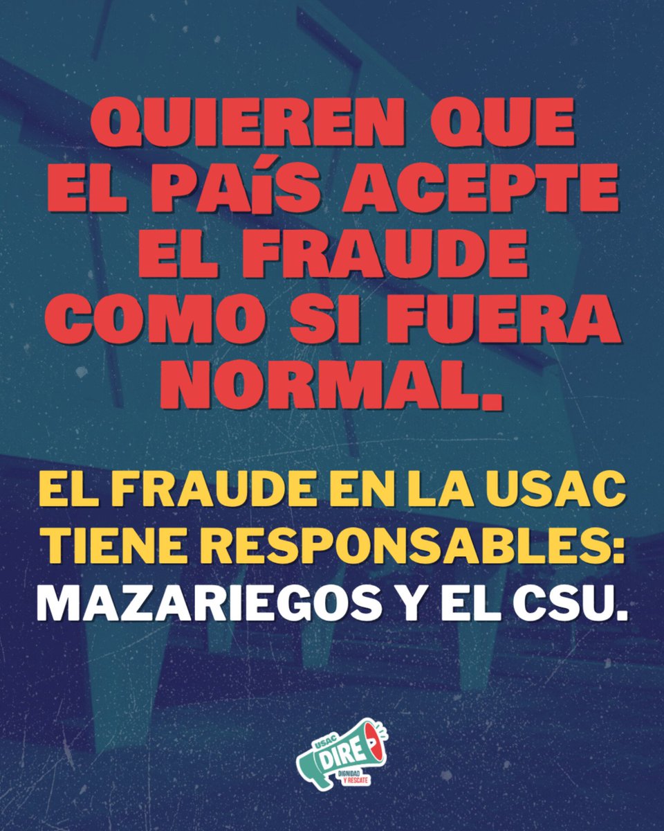 usac_dire's tweet photo. No es normal ❌. No lo vamos a normalizar.
El fraude tiene responsables ⚖️ y el país merece respuestas 🇬🇹.
La USAC se defiende con verdad y memoria 📢.
#USAC #USACDIRE #NoAlFraude #Dignidad #Guatemala https://t.co/OmVEy7SRZF