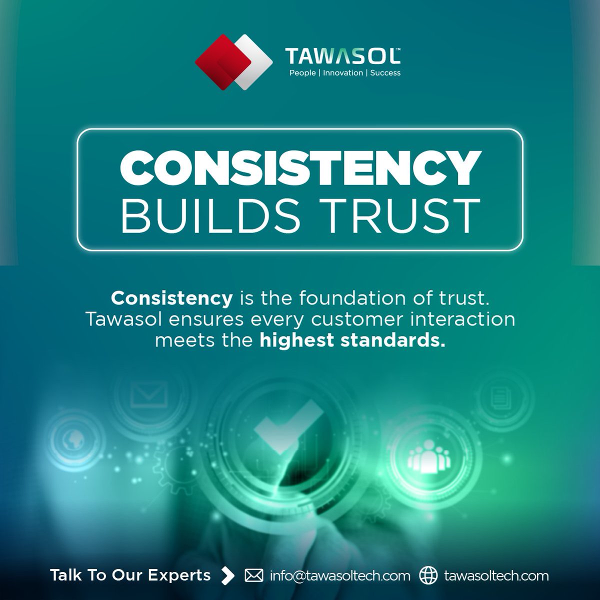 TawasoltechSA's tweet photo. Trust is built through consistency.

At Tawasol, we deliver reliable, high standard experiences every time.

#Trust #Consistency #CustomerExperience #Tawasol #ServiceExcellence https://t.co/AhYMCg4LG1