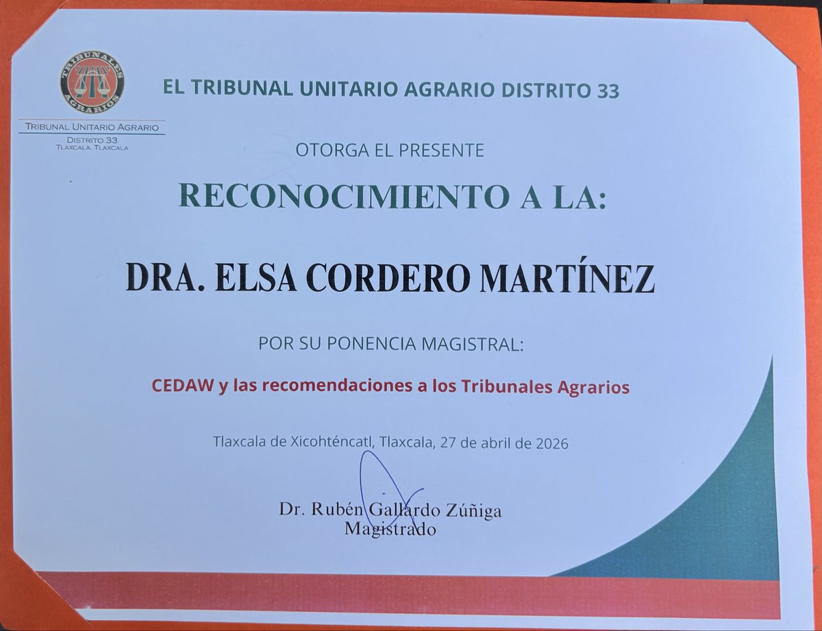 elsacorderom's tweet photo. Muy contenta hoy en el TUA 33 (mi favorito) platicando Dia 🍊sobre recomendaciones CEDAW que impactan en la justicia agraria. Agradezco al Mag. Gallardo, a Mayra Cuahutle y a todo el equipo por la oportunidad de participar en una institución que quiero tanto 🧡💚 @TAgrarios https://t.co/AgoqHoWqs4