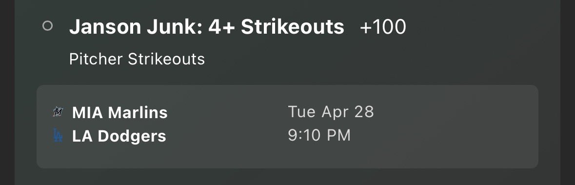 PlusGreenBets's tweet photo. MLB NHL NBA plays

1u Junk over 3.5 Ks +100

0.5u Bouchard Goal +390

0.5u Castle First Basket +625

#GamblingX https://t.co/1oXbY2gvHr