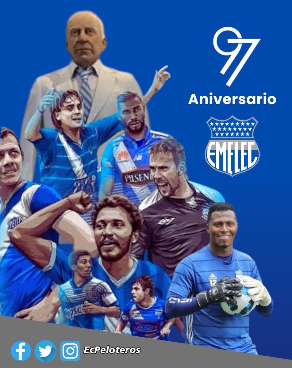¡CON CASTA DE CAMPEÓN! 🏆

Club de grandes hazañas y garra guayaquileña, <a href="/CSEmelec/">Club Sport Emelec</a> celebra el 97º aniversario de fundación.

En PELOTEROS ECUADOR recordamos esta fecha, inicio de una rica historia del Primer Campeón de Ecuador 🇪🇨

Salud, eléctricos ⚡️