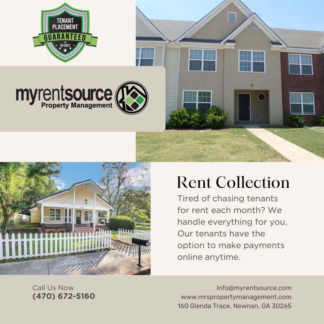 myrentsource's tweet image. Stop chasing rent! MRS Property Management handles rent collection for you with online payment options for tenants 24/7. Enjoy consistent cash flow and peace of mind.

(470) 672-5160 | mrspropertymanagement.com

#MRSPropertyManagement #PropertyManagement #Georgia
