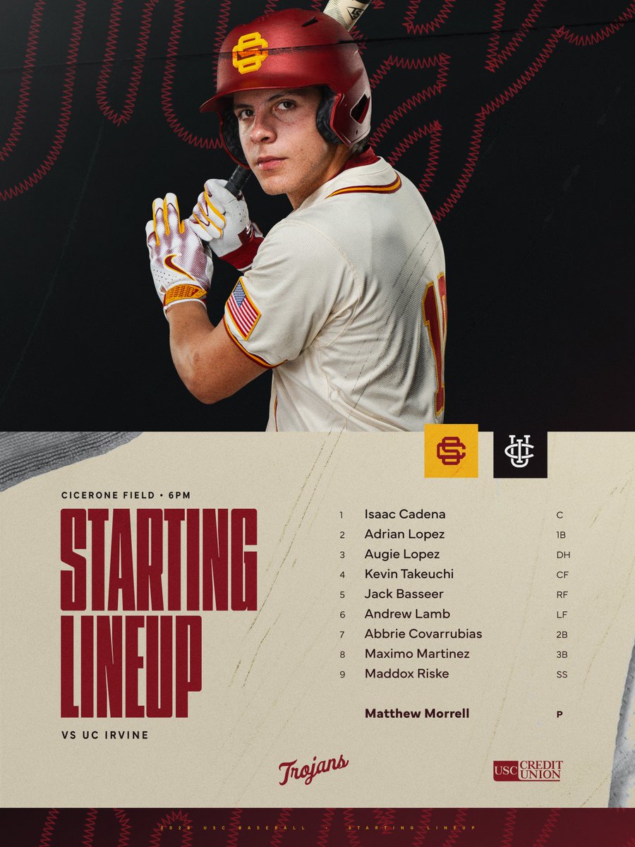 USC_Baseball's tweet image. Ready for midweek play against the Anteaters ⚔️✌️

📺 espn.com/watch/player/_…
📊 ucirvinesports.com/sidearmstats/b…

#FightOn x #GameDay