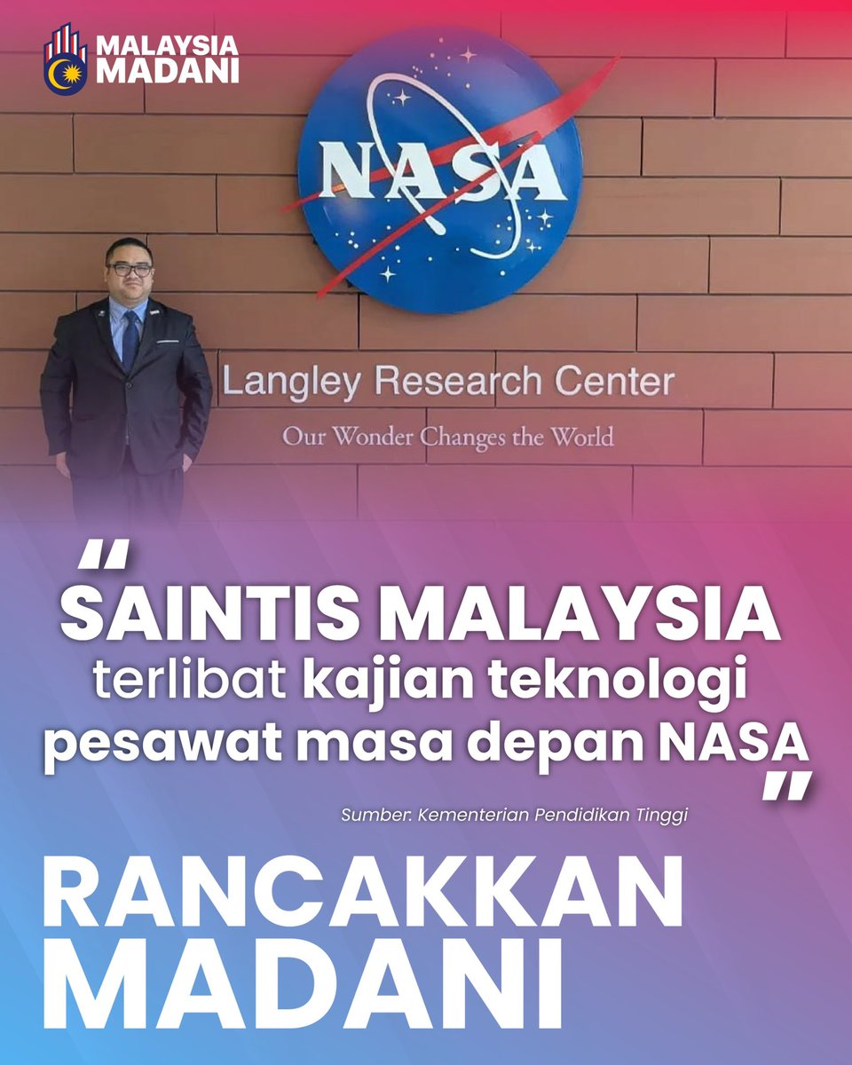 MOHEOfficial's tweet photo. SAINTIS MALAYSIA TERLIBAT KAJIAN TEKNOLOGI PESAWAT MASA DEPAN NASA 🚀🇲🇾

Baca lanjut: https://t.co/fd9jcKAJ8G

@ZambryOfficial @AdamAdli 

#RancakkanMADANI
#MADANIbekerja
#MalaysiaMADANI https://t.co/rLZeouggpd