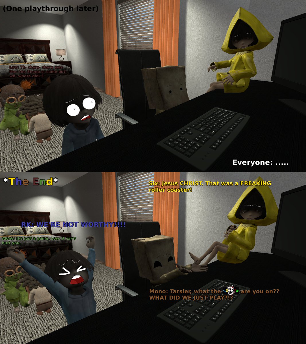 SamuelLutterodt's tweet photo. #LittleNightmaresSix #LittleNightmaresMono #LittleNightmares #LittleNightmaresLow #LittleNightmaresAlone #LittleNightmaresRK #Reanimal #LittleNightmaresfanart #LN #LN2 #LN3

The Little Nightmares Gang plays Reanimal

(Also, Happi Nine Years to Little Nightmares!! ✨🎈🎉🎊😊👍 :3) https://t.co/muKLHhBcTK
