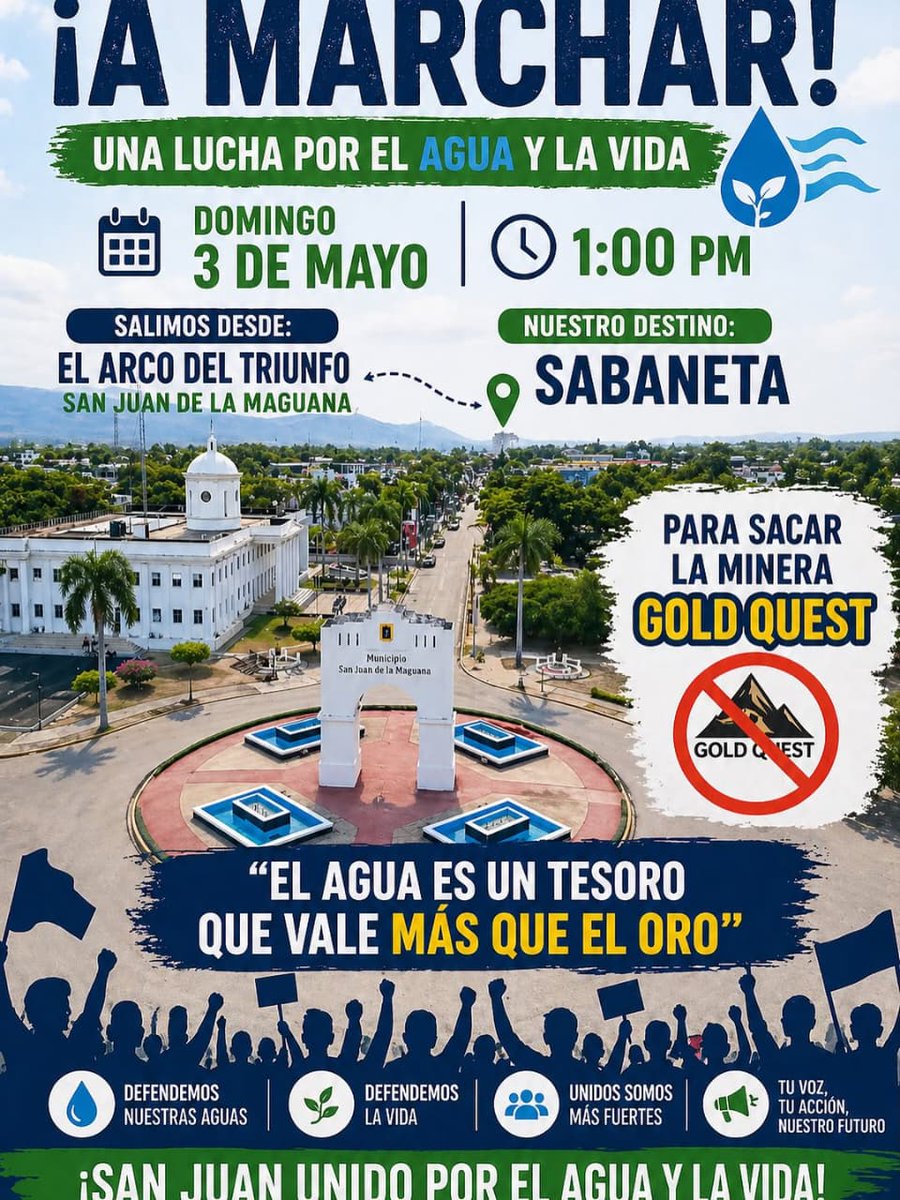 Josemj1963's tweet photo. El Domingo 3 de Mayo, nadie se quede en casa, vamos a marchar por la defensa de nuestra Cordillera Central, flora,fauna y fuentes acuiferas.Salvemos la vida en nuestro hermoso Valle de San Juan. 
¡El agua es un tesoro, que vale más que el oro!
¡Fuera la Gold Quest y sus lacayos! https://t.co/DpqdNR3FCT