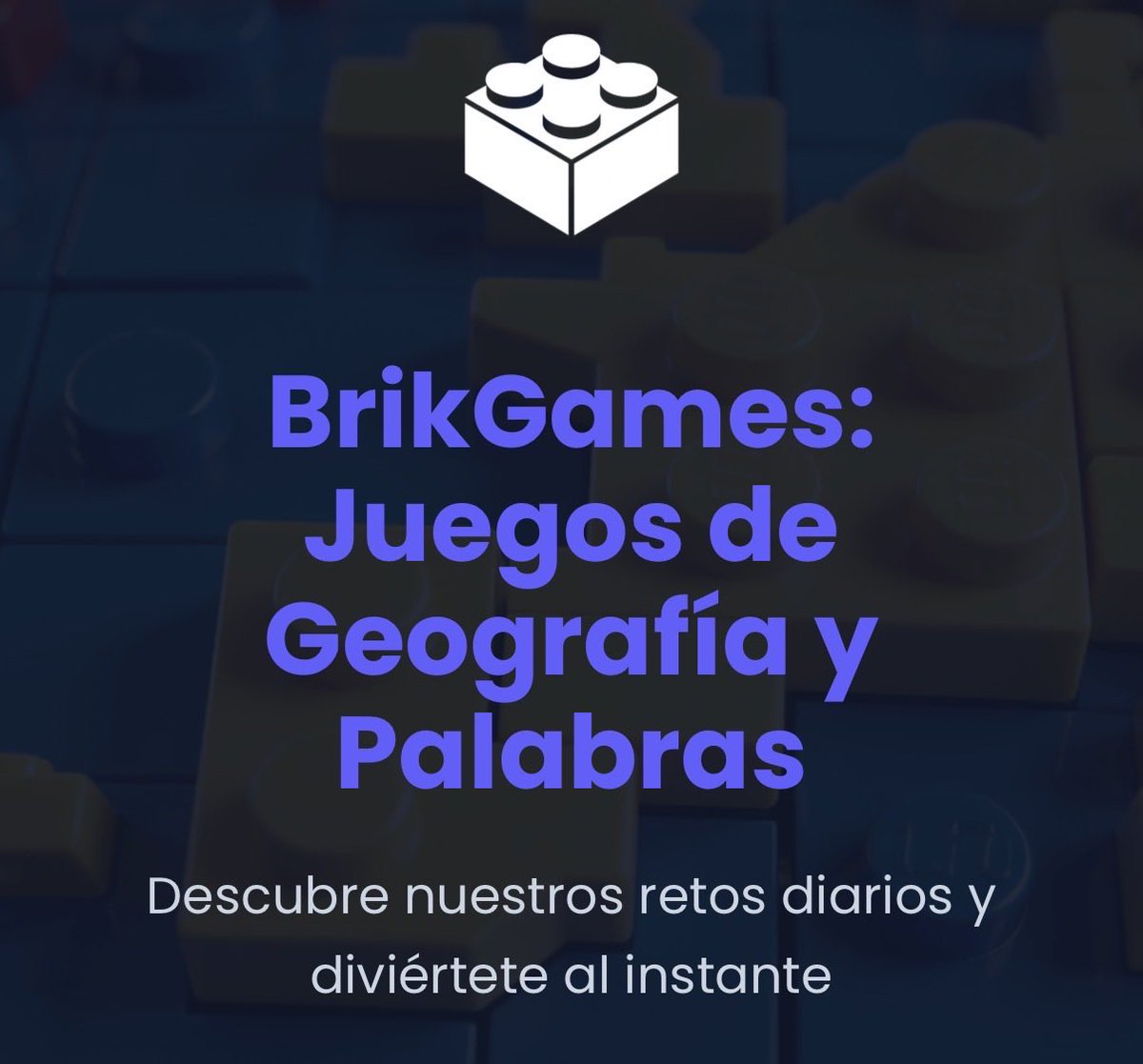 daniuserre's tweet photo. Tras más de un año de trabajo, por fin os puedo presentar BrikGames 🧩

@alvacerod y yo hemos creado la web definitiva para unificar todos los juegos de retos diarios.

✅ Juegos de adivinar palabras, países, fechas y más.
✅ Gratis
✅ Escritorio y móvil.

https://t.co/CYApU6odrc https://t.co/XD8pWQE8rF