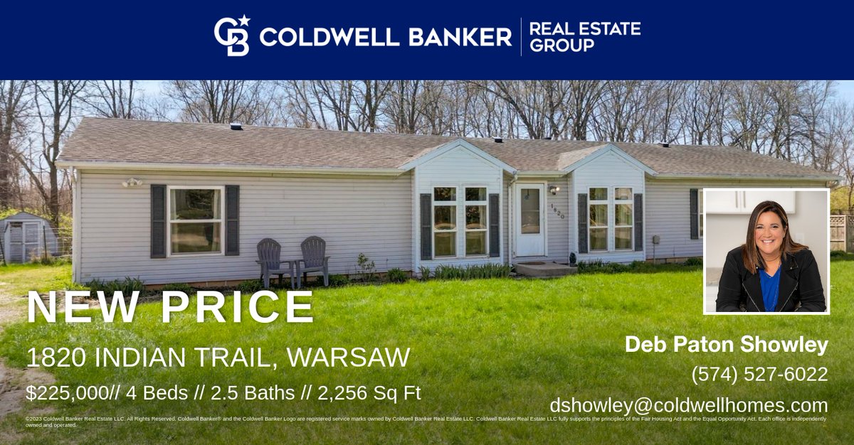 debpatonshowley's tweet photo. 📍 New Price 📍 This recently reduced home at 1820 Indian Trail in Warsaw won't last long, so, don't wait to set up a showing! Reach out here or at (574) 527-6022 for more information!

@DebPatonShowley https://t.co/d1lSu53F27 https://t.co/CBsnNYVbdw