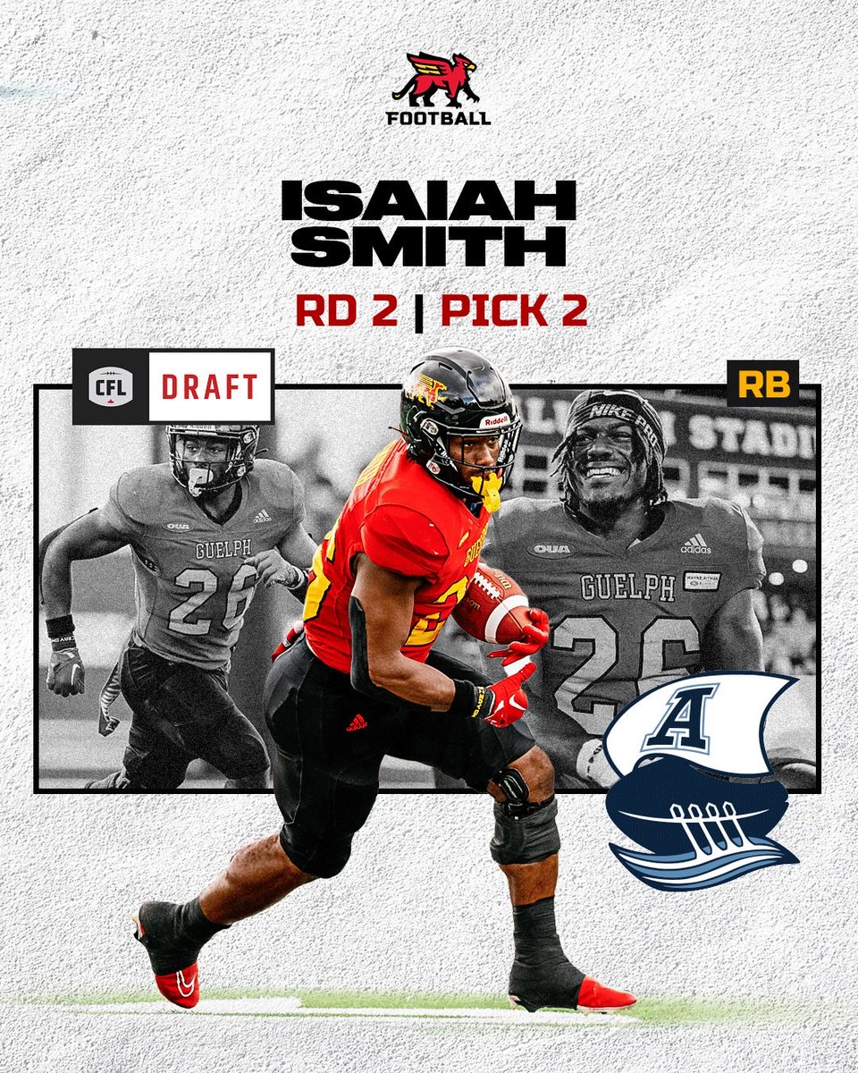 Congratulations to Isaiah Smith for being selected by the @torontoargos! ❌🏈 #LeaveYourMark