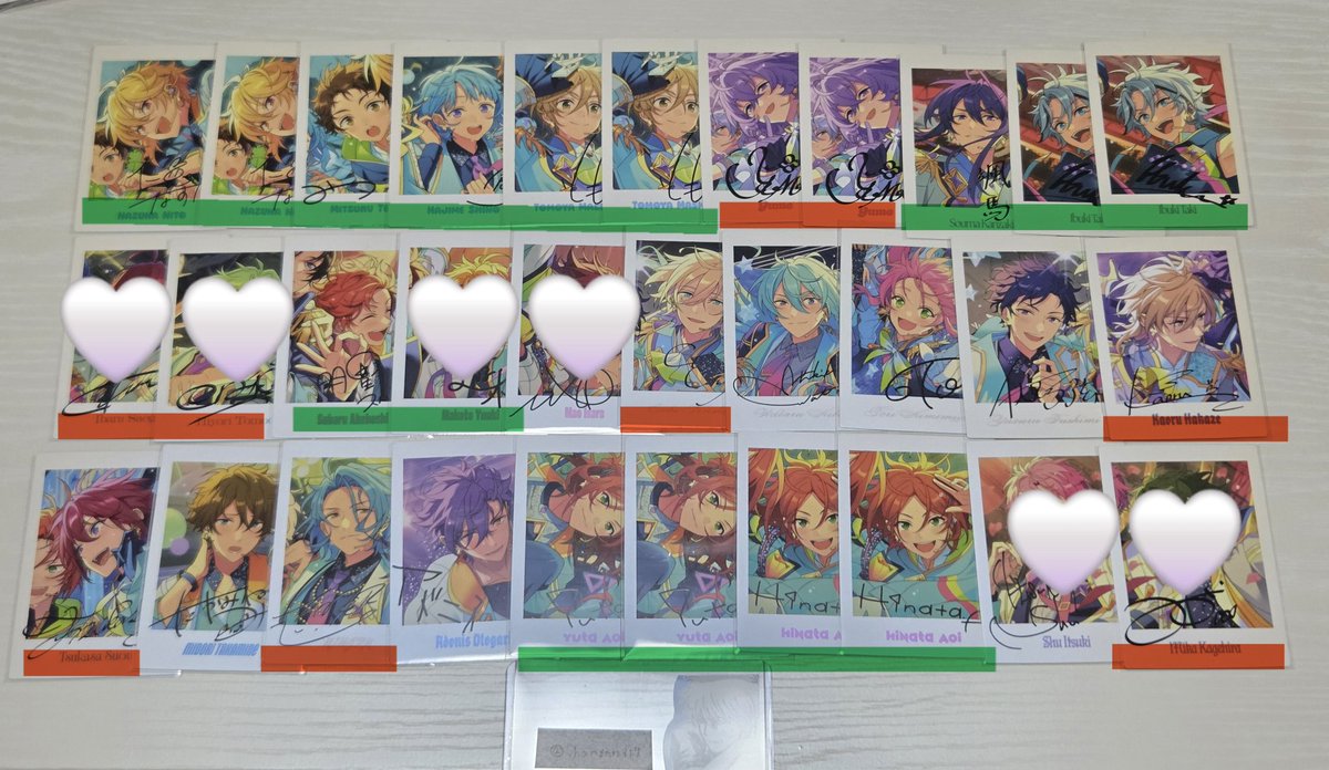 chansan317's tweet photo. あんスタ ぱしゃっつ 10周年 10th 特典｜交換 譲渡

譲】画像1、2

求】特典  零 円果≫鉄虎 マヨイ
　Trip レオ 泉 ＞敬人
　9周年 日和 千秋＞凪砂 晃牙 宗 敬人 鉄虎
　画像3、4

各1
まとめての交換、🩷や🟩含む交換優先
差額の比率違い◎
🟥は優先度が高いもの
📮郵送
お気軽にお声がけください https://t.co/IGoSe3Zx7n