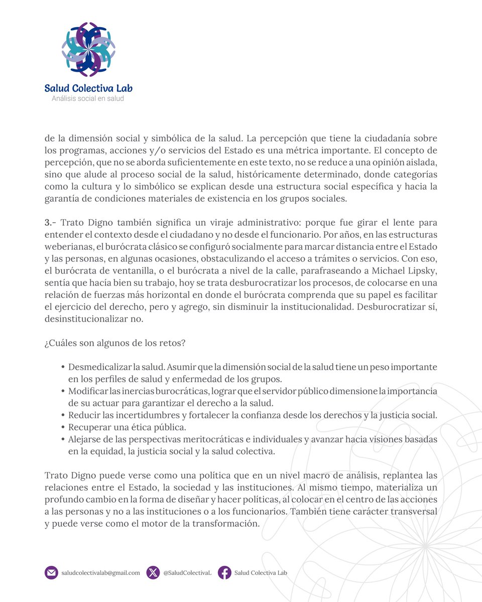 SaludColectivaL's tweet photo. 🗣️¿Por qué el #TratoDigno puede ser pensado como una política basada en los derechos? 
¡Te invitamos a leer nuestra #ColumnaDeOpinión! En esta semana nuestra fundadora @IxshelDelgado reflexiona sobre el Trato Digno y la dimensión social de la salud. Lee y comparte 📚🔗😊 https://t.co/sPQwmYEOxF