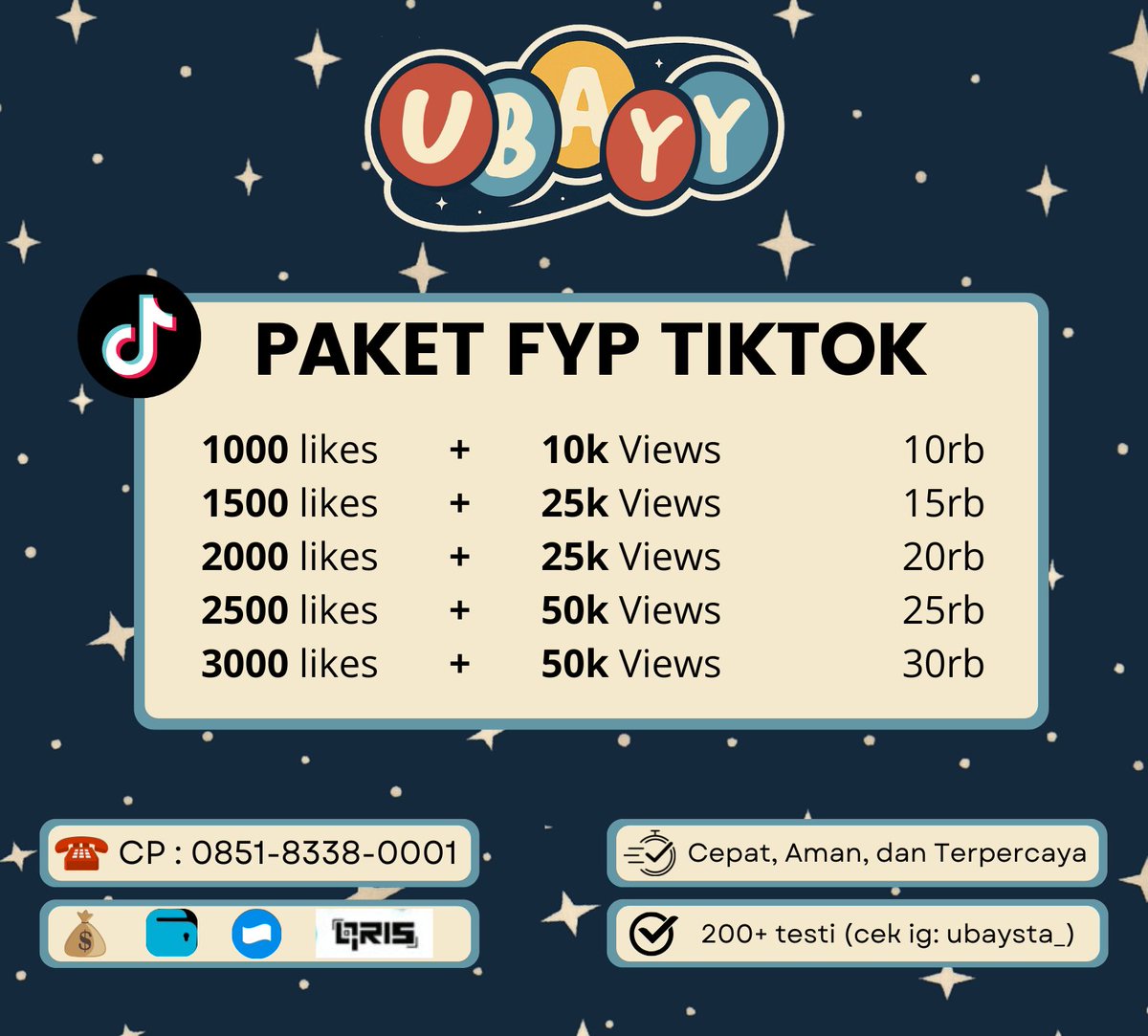 HARGA BARUU!!👋
jual kebutuhan sosmed kalian yg dijamin paling murah dibanding lainnya

✨+500 testi (cek ig: ubayysta_)
✨ bergaransi 1 bulan

☎️ request &amp; order linktr.ee/ubaysta

#zonauang️ #zonajajan wtb wts followers jual beli like folls instagram ig tiktok dana kaget