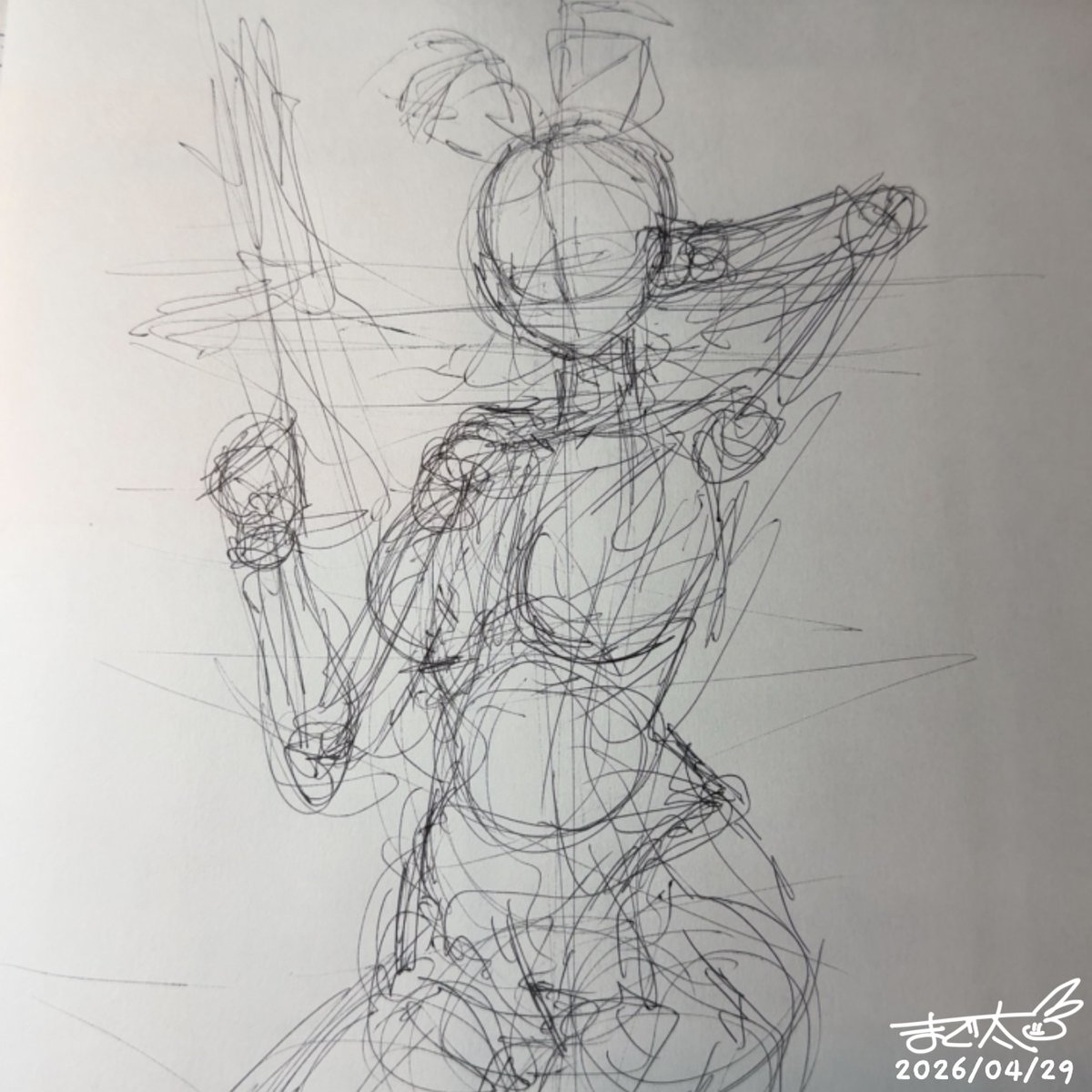 #skeb #wip #あの子がバニーガール 
依頼者様のうちの子である、
「M4カービンを持った黒髪長身なバニーさん」を
描き始めております 