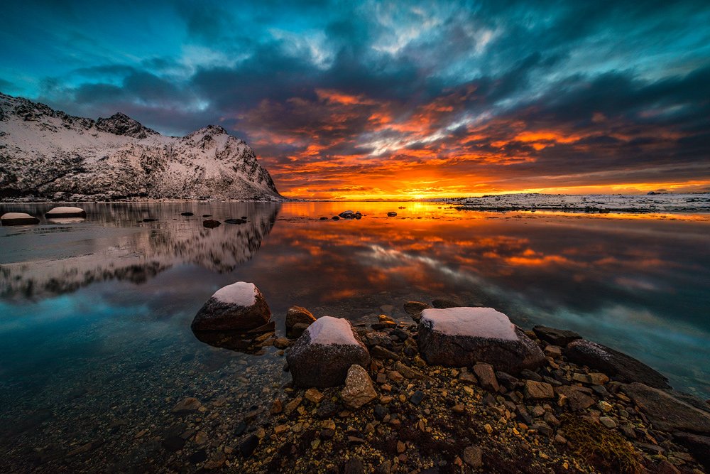 foist_13th's tweet image. "Dramatic Winter Sunset Reflection" by Raymond Hoffmann #photography