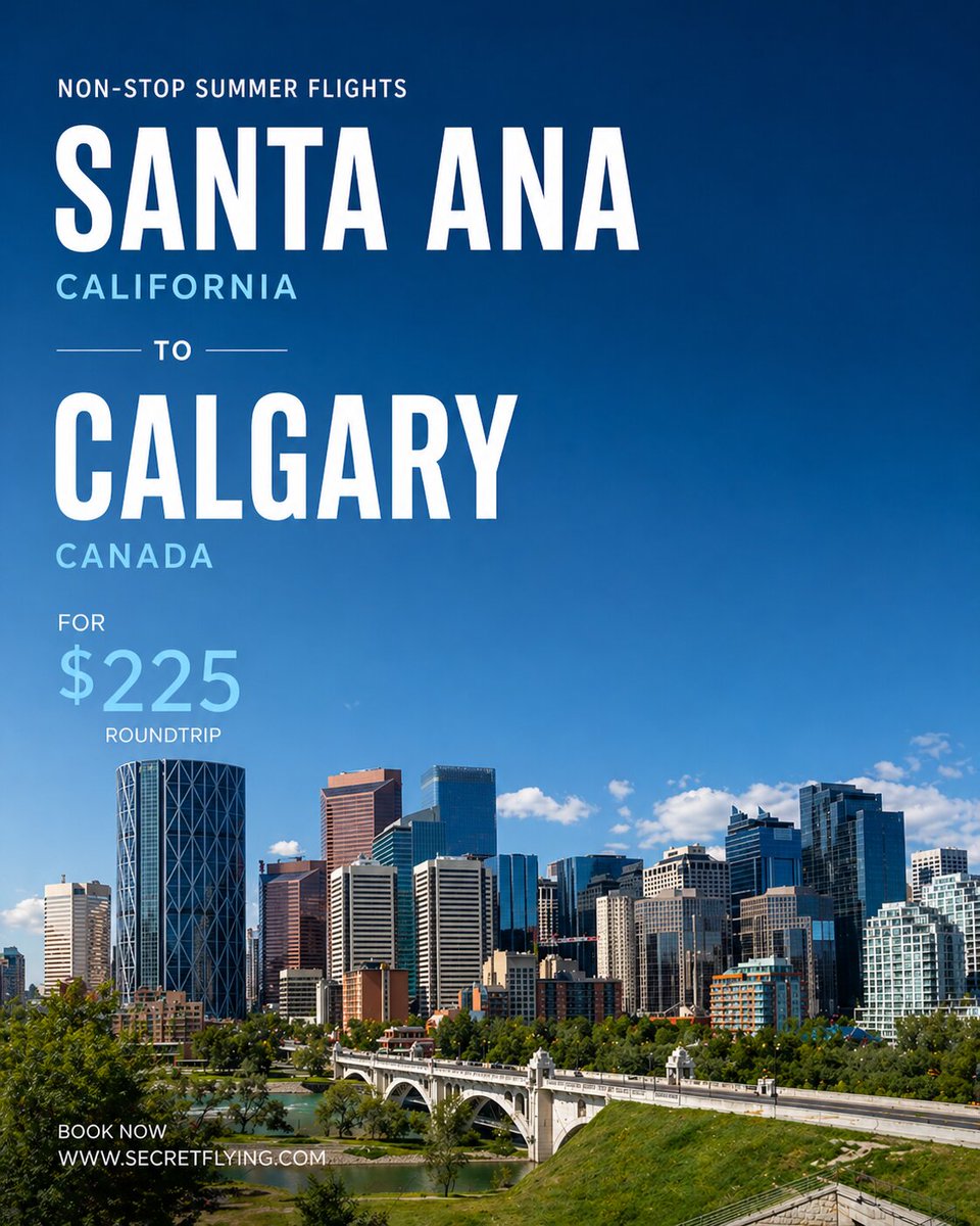 SecretFlying's tweet image. SUMMER: Non-stop from #SantaAna, California to Calgary, Canada for only $225 roundtrip #Travel

secretflying.com/posts/santa-an…