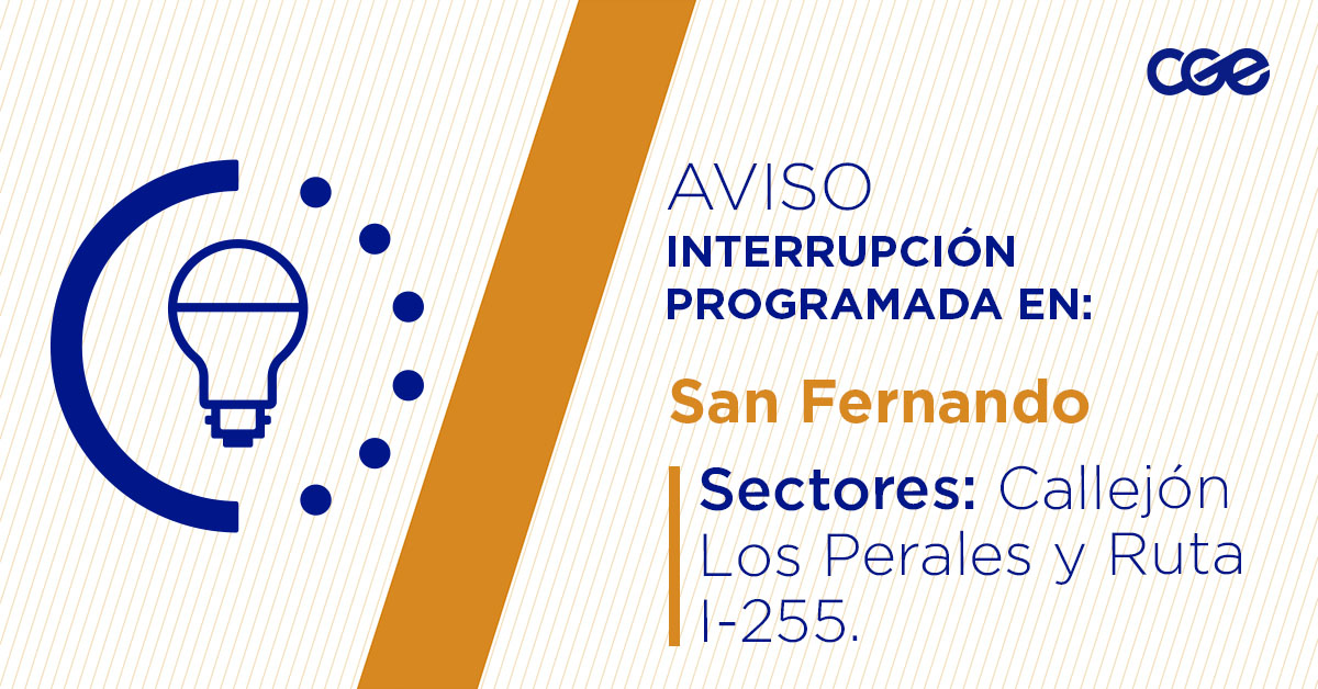 CGE_Clientes's tweet image. Para mejorar la calidad del suministro de nuestros clientes de #SanFernando, este miércoles, entre 10:30 y 16:30 horas, se realizará una #InterrupciónProgramada (sectores en la imagen 👇) debido a trabajos de mejoras. Recuerda desconectar tus artefactos 🔌