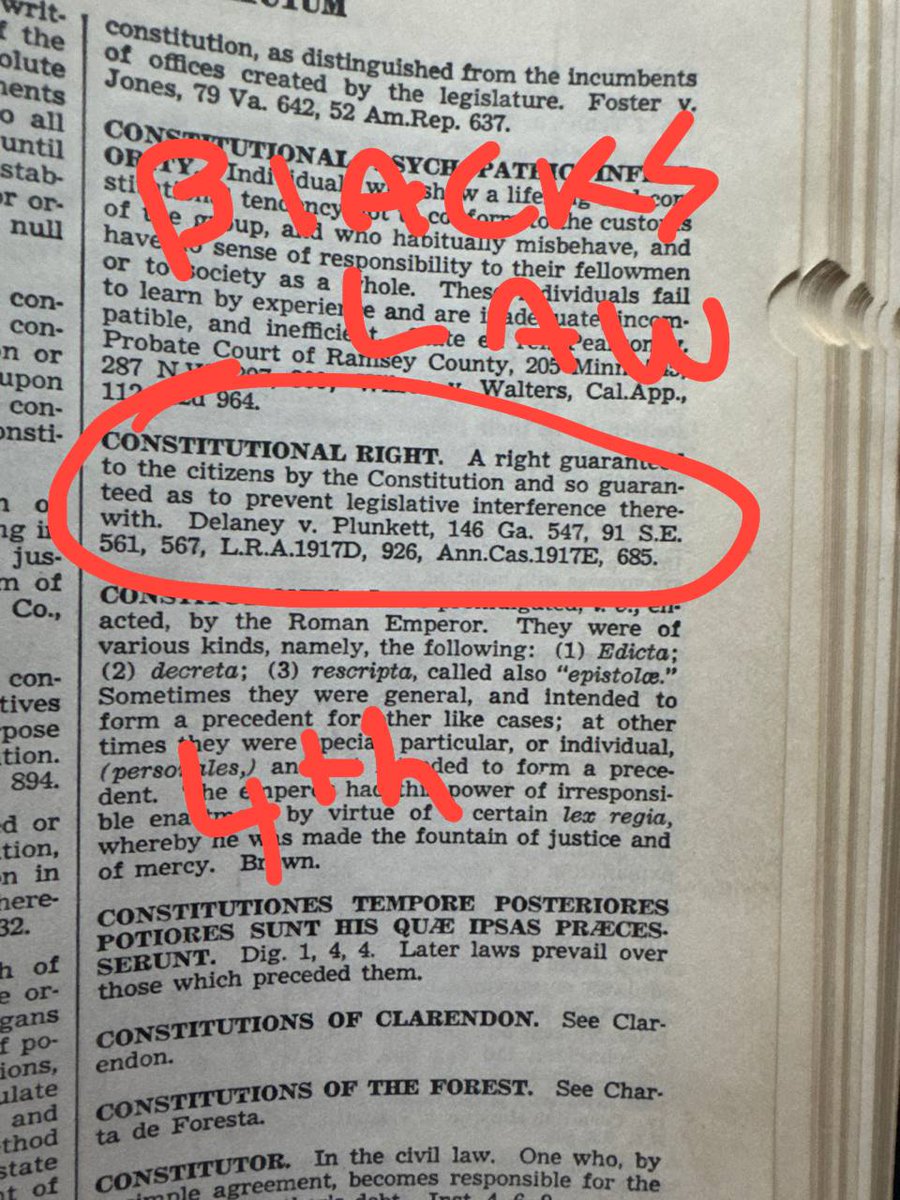 KlumpDaryl's tweet image. Blacks Law 4th Edition: CONSTITUTIONAL RIGHT...