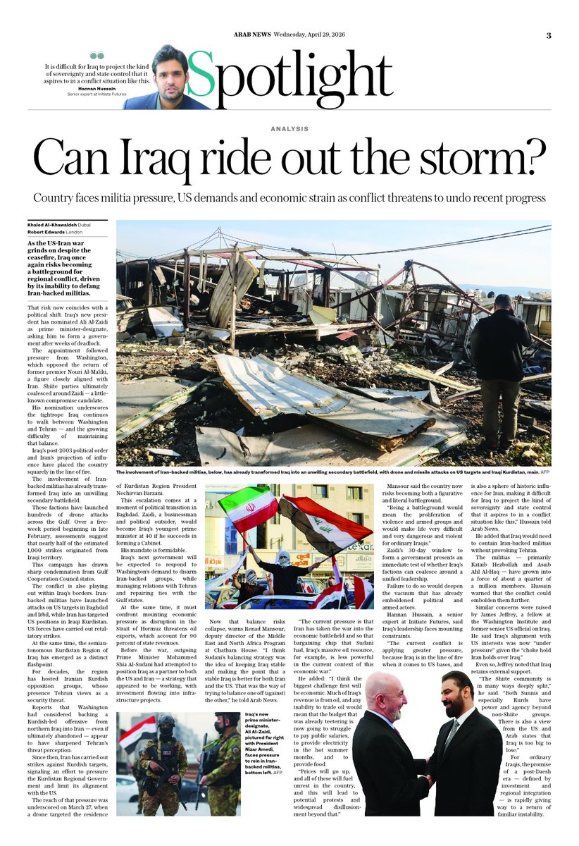 arabnews's tweet image. #SPOTLIGHT: Can #Iraq’s new leadership avoid a return to conflict as #US-#Iran tensions &amp;amp; internal divisions intensify? Read more here arab.news/z46eu